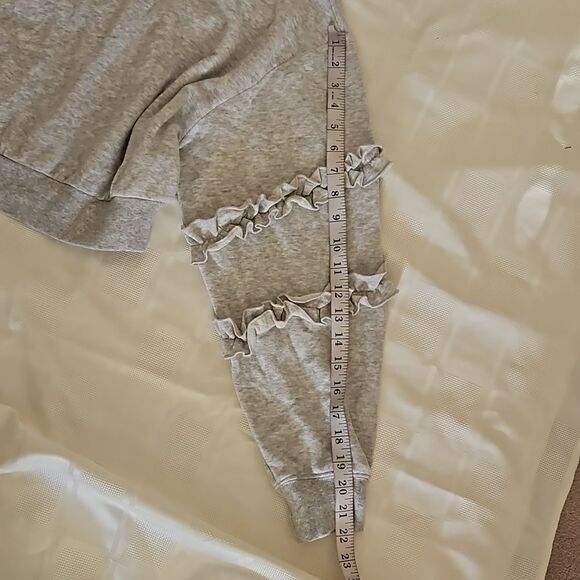 Garage Ladies Crop Sweater With Ruffled Long Sleeves XS Gray - Picture 7 of 16